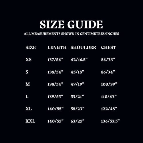 Robe Updated Sizeguide