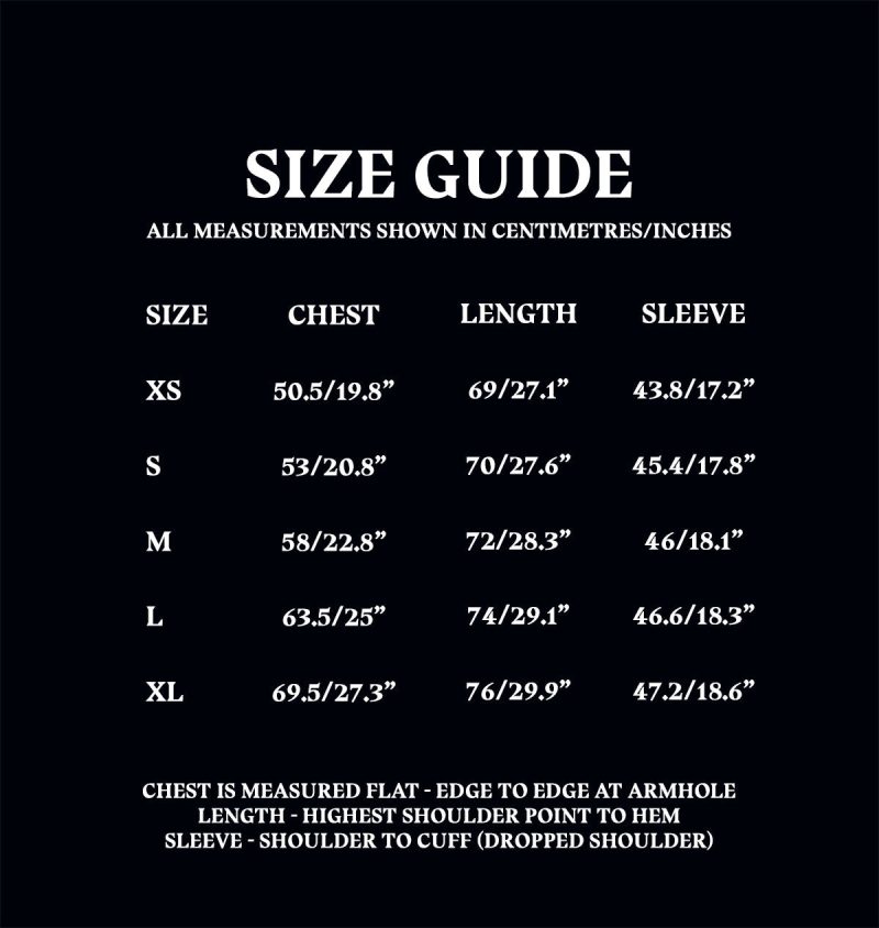 Size Guide Adult Lounge Top