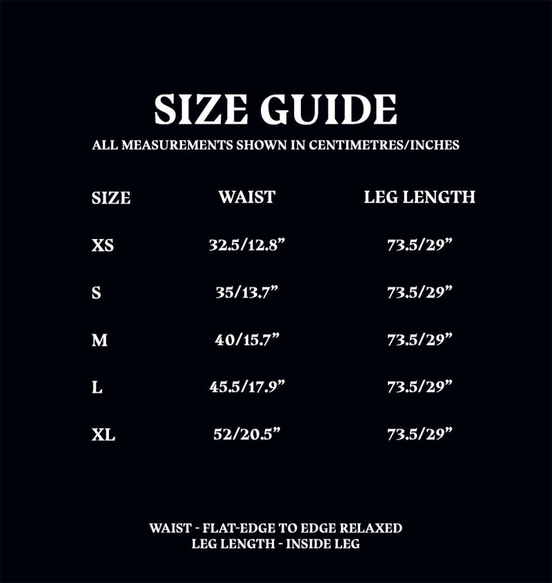 Size Guide Adult Snit Bottoms