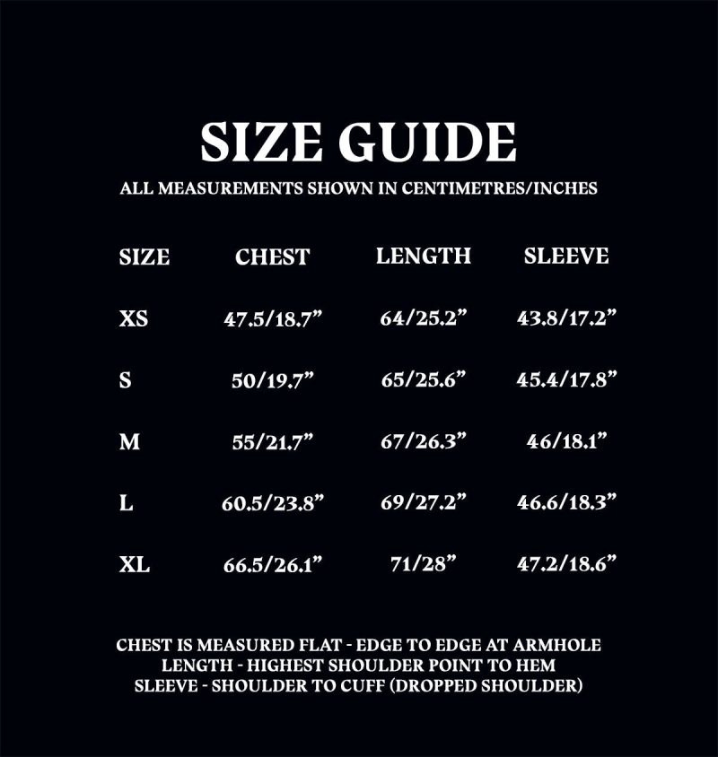 Size Guide Adult Snit Top