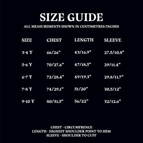 Size Guide KidsQuidditchT Shirt