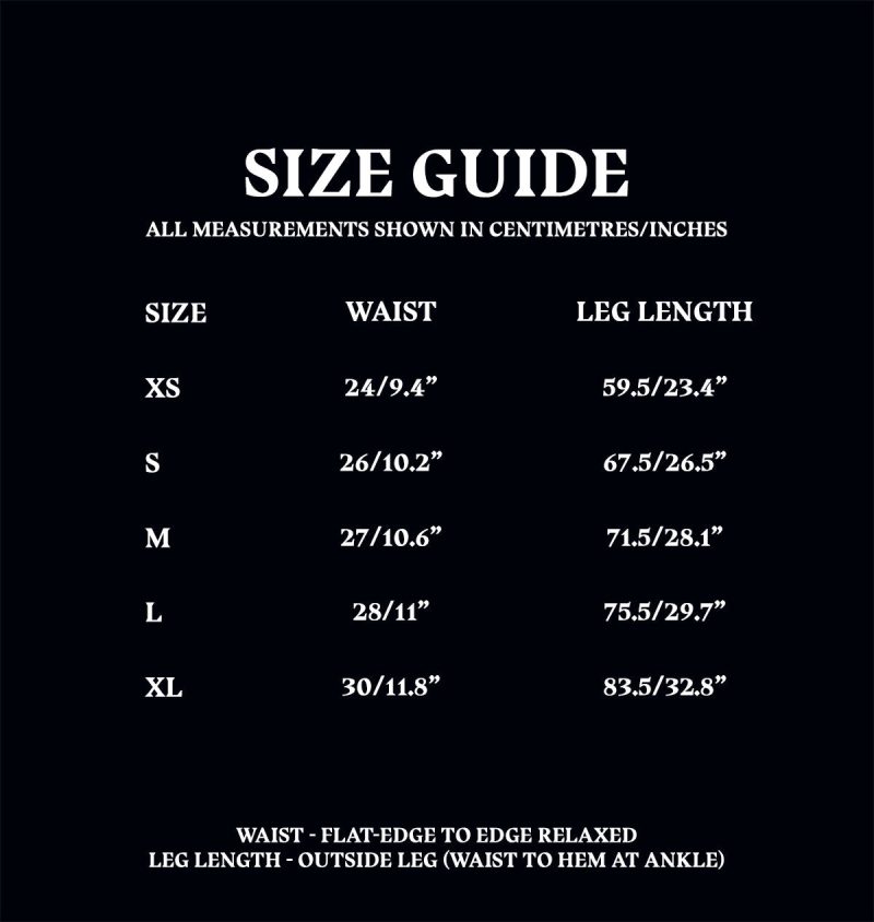 Size Guide Kids PJ Bottoms