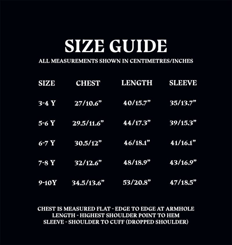 Size Guide Kids PJ Top