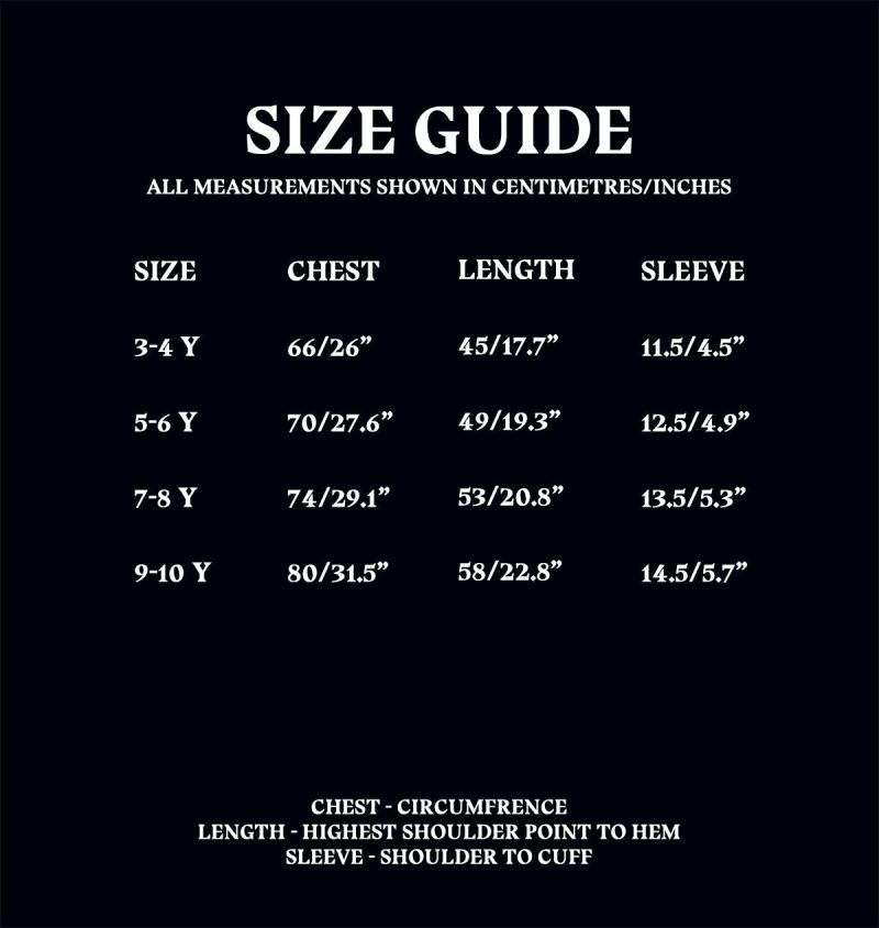 Size Guide New KidsT Shirts